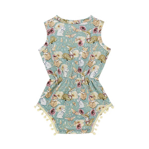 Kryssi Kouture Exclusive Forest Friends Pom Romper