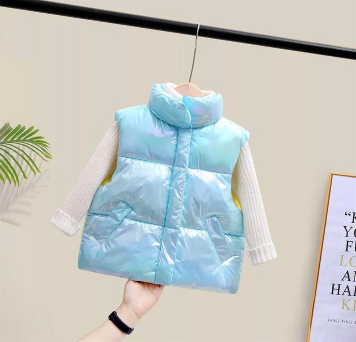 Kids Aqua Tie Dye Puffer Vest