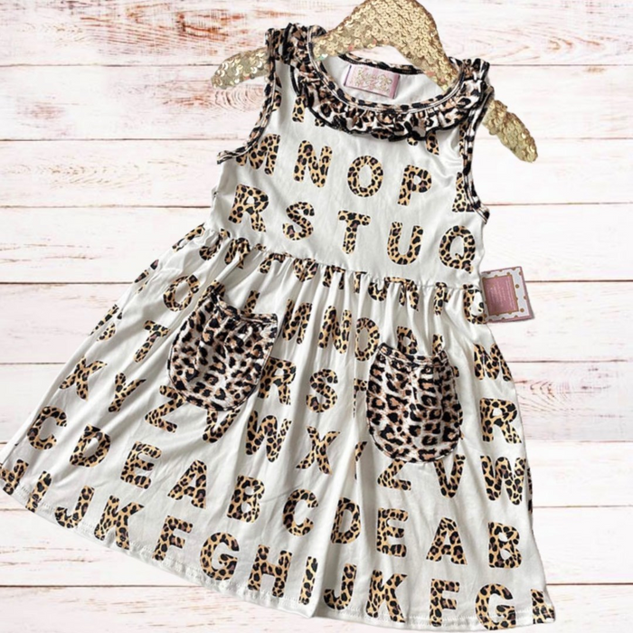 Girls Leopard Pocket ABCs Dress