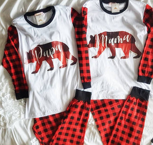 Bear Family PJS - Mama Bear, Papa Bear, Baby Bear, Sister Bear & Brother Bear ruffles-bowties-bowtique