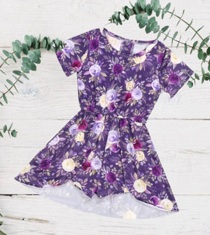 Purple Floral Spring Skirted Romper