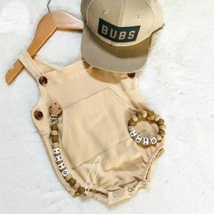 Pocket & Buttoned Unisex Seasonal Romper  - Sand