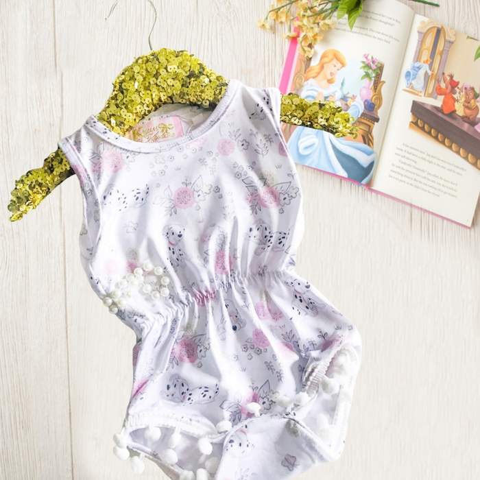 Baby White Dalmatians Pom Romper