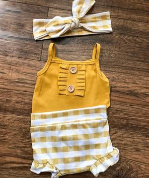 Mustard Check Bummie | 2 Pc