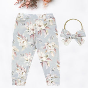 Kryssi Kouture Summer Blue & Blush Lily Floral Legging/Jogger