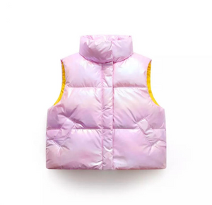Kids Pink Tie Dye Puffer Vest