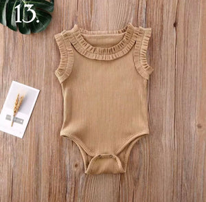 Dark Tan Ruffle Sleeveless Basic
