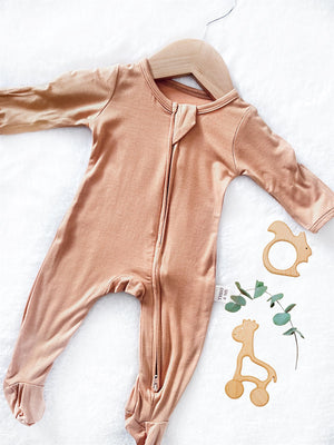Gender Neutral Bamboo Convertable Double Zipper Zippies - Rust