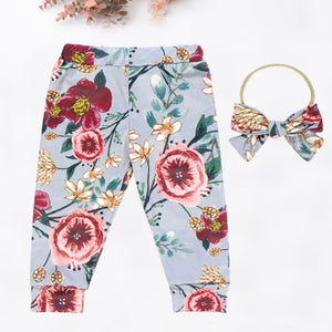 Kryssi Kouture Country Blue & Burgundy Floral Legging/Jogger