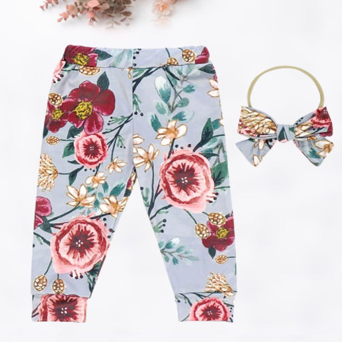 Kryssi Kouture Country Blue & Burgundy Floral Legging/Jogger