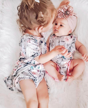 Dark Grey Floral Skirted Romper