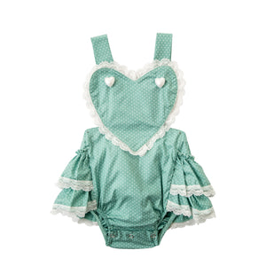 Baby Girls Sweet Valentine Dusty Green Romper/Jumper