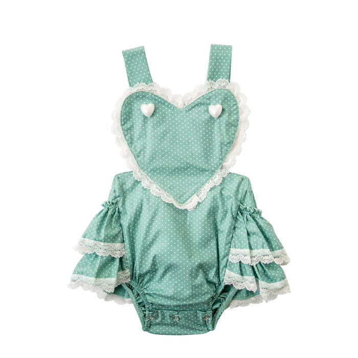 Baby Girls Sweet Valentine Dusty Green Romper/Jumper