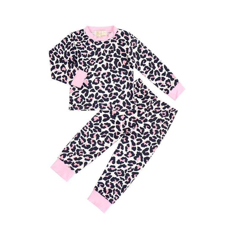 2 Pc Pink & Black Leopard Pajama Set