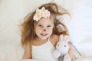 Girls Sweetest Bunny Ear Pastel Pink Easter Floral Headband