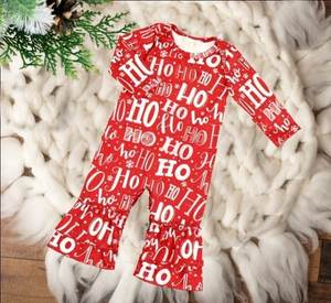 Baby & Toddler Ruffled Romper Jumpsuits - Red Ho Ho