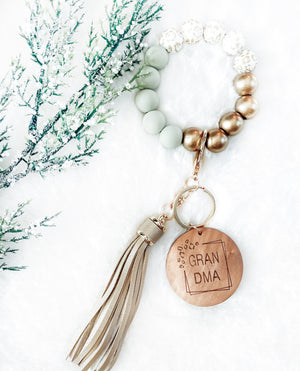 Trending Green & Ivory Leopard Bracelet Key Chain - Grandma