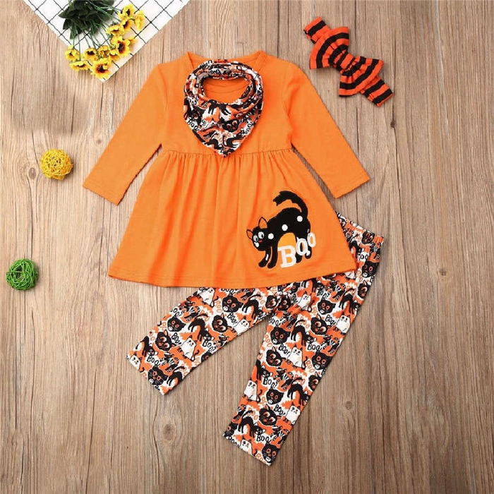 Orange Top And Boo Cat Pants - Fun Halloween Outfits