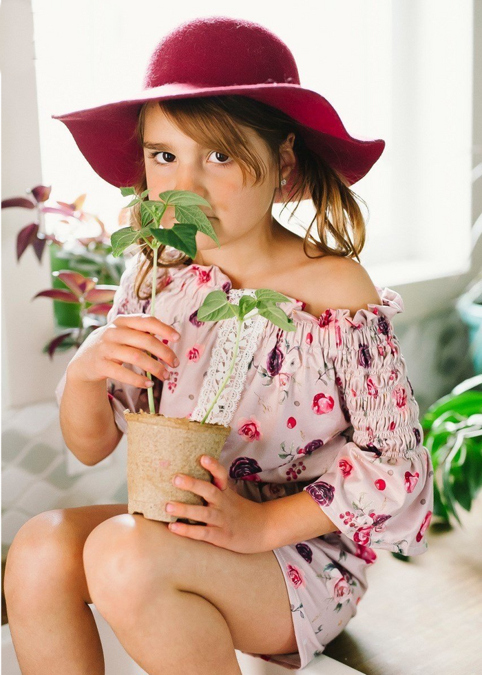 Girls Tan Rose Romper