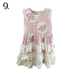 Pink Polka-Dot Short Ruffle Summer Dress