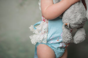 Kryssi Kouture Exclusive Girls Anastasia Ruffled Lace and Vintage Floral Romper