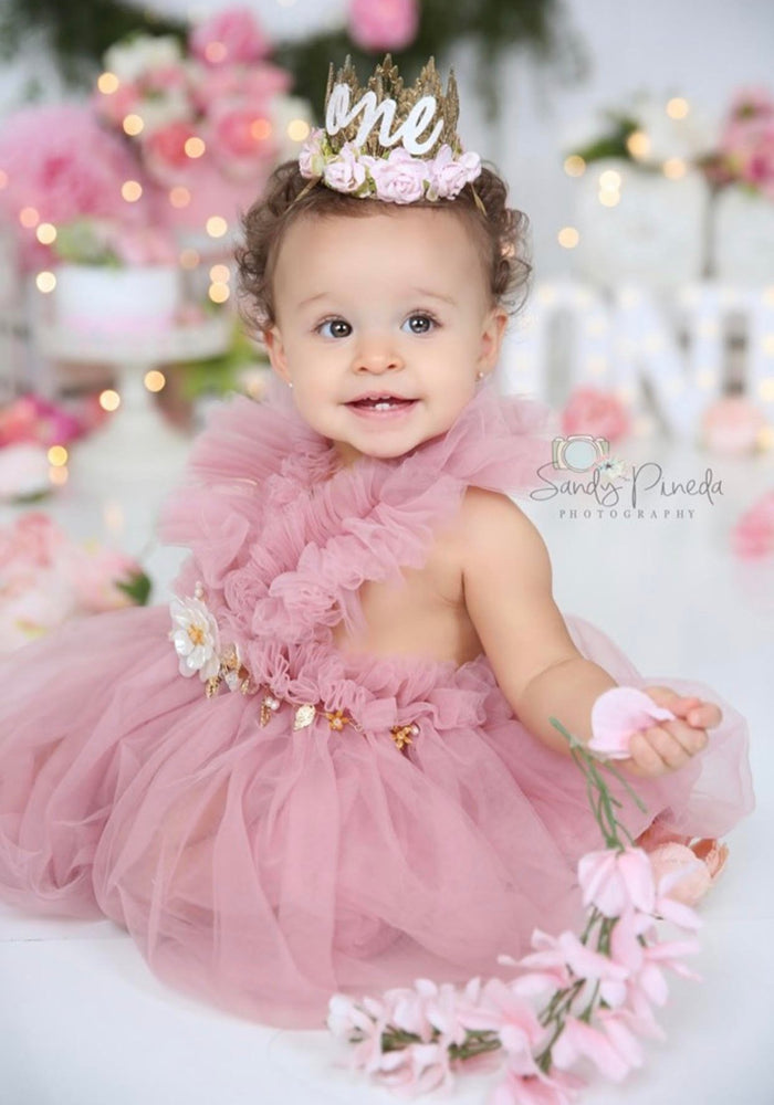 "BEST SELLER" Kryssi Kouture Girls Ruffled Tulle Dusty Rose Swan Dress