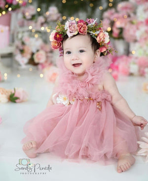 Kryssi Kouture Girls Ruffled Tulle Pink Swan Dress