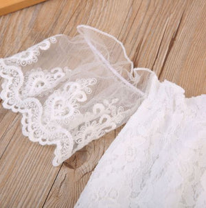 Girls Sweet Lace Off Shoulder Romper Bodysuit