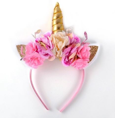 Pink Whimiscal Rose Unicorn Headband