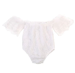 Girls Sweet Lace Off Shoulder Romper Bodysuit