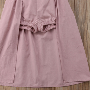 Kryssi Kouture Ariella Dusty Rose Panel Skirted Romper