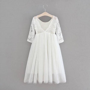 WHITE -  Veronica Soft White Eyelash Lace with Straight Skirt