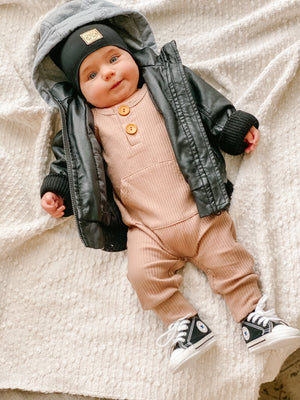 Boys Zippies & Rompers - Sand, Mustard, & Olive Ribbed Rompers