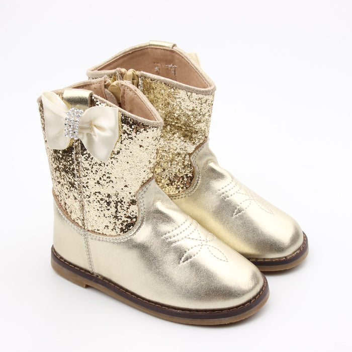 Kryssi Kouture Exclusive Gold Glitter Cowgirl Boot