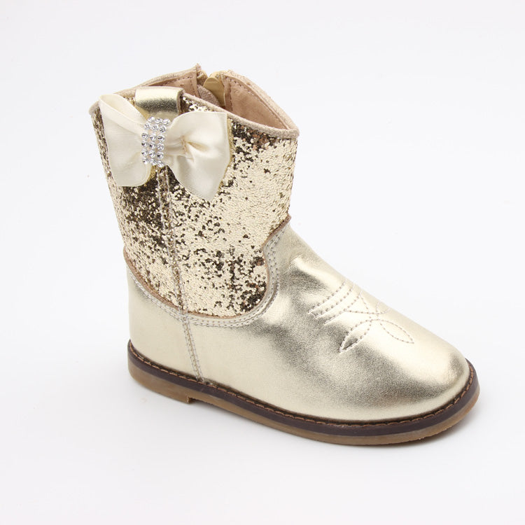 Kryssi Kouture Exclusive Gold Glitter cowboy cowgirl boots
