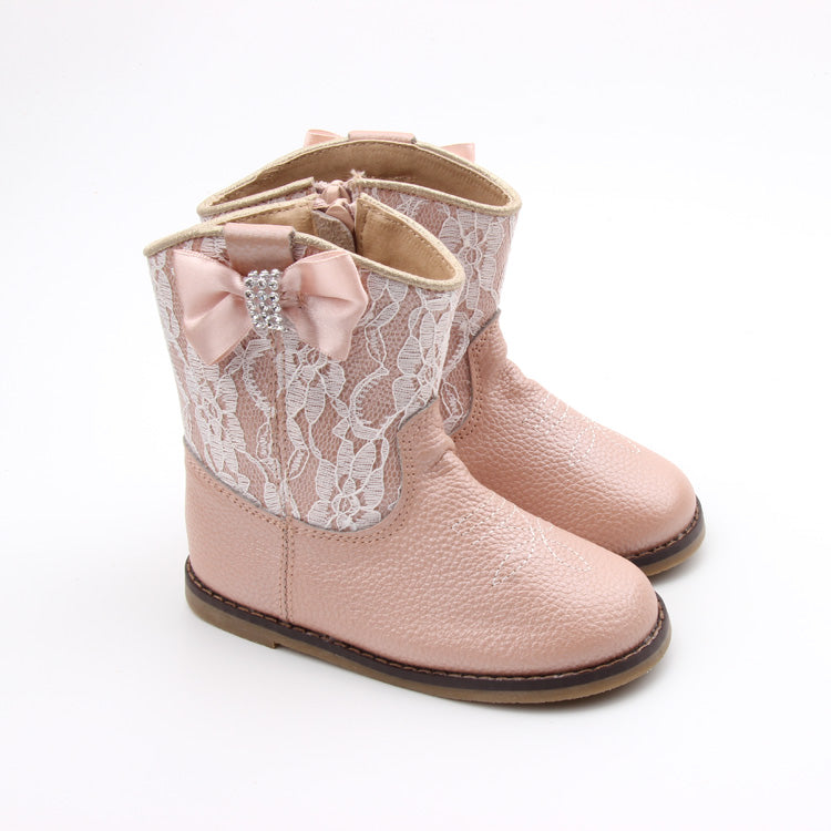 Kryssi Kouture Exclusive Rose Lace Cowgirl Boot Pink Lace Boots