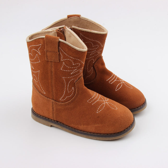 Kryssi Kouture Exclusive Tan Suede Leather Cowboy Boot