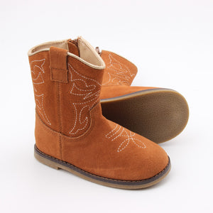 Kryssi Kouture Exclusive Tan Suede Leather Cowboy Boots