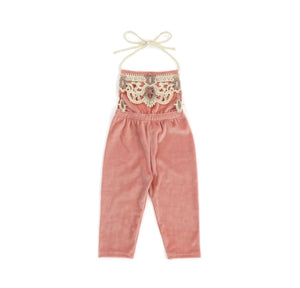 Kryssi Kouture Girls Blush Velvet Pant Romper