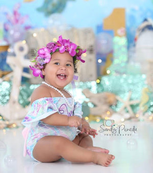 Baby Girls First Birthday Mermaid Leotard & Pettie Skirt