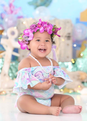 Baby Girls First Birthday Mermaid Leotard & Pettie Skirt