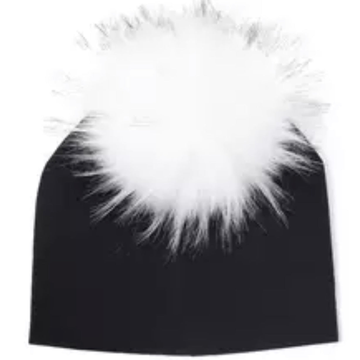 Toddler Faux Fur Pom Beanie Black/White