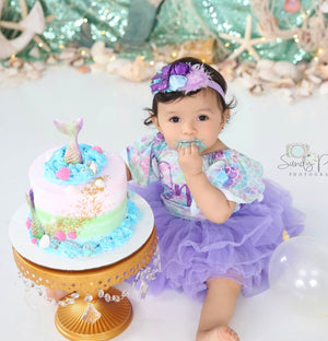Baby Girls First Birthday Mermaid Leotard & Pettie Skirt