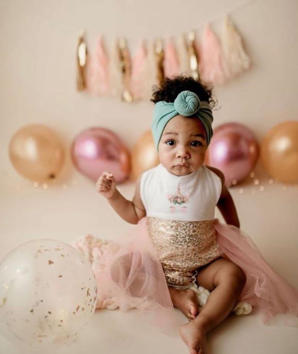 Baby Girls Rose Gold Princess Vintage Unicorn First Birthday Tutu Romper