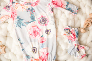 Grey Floral NB Sleep Sack/Bag