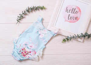 Kryssi Kouture Exclusive Girls Anastasia Ruffled Lace and Vintage Floral Romper