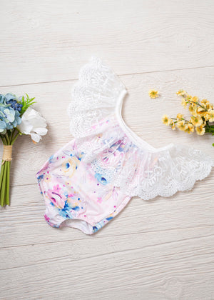 Water Color Off Shoulder Romper