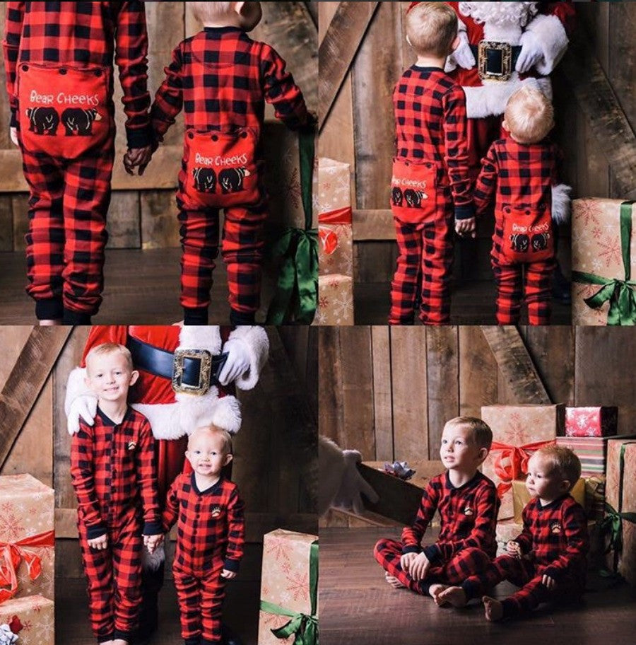 PatPat Christmas Family Matching Pajamas Set Buffalo Plaid Hooded Jumpsuit  Sleepwear Long Sleeve Thickened Polar Fleece Zipper Onesies Pajamas with