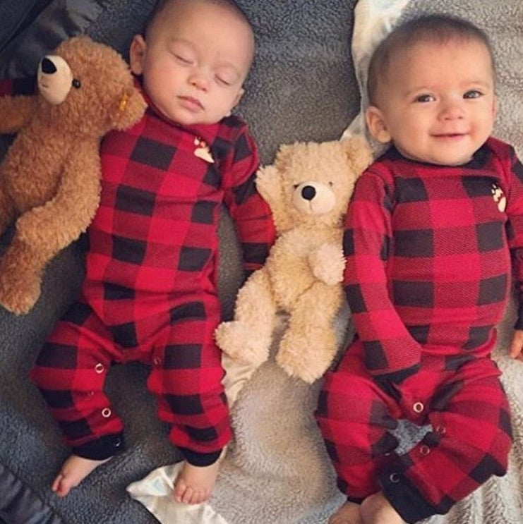 PRE ORDER - Lazy One Infant & Kids Buffalo Plaid BEAR CHEEKS Flapjack Matching Christmas Pj's - Ruffles & Bowties Bowtique - 3