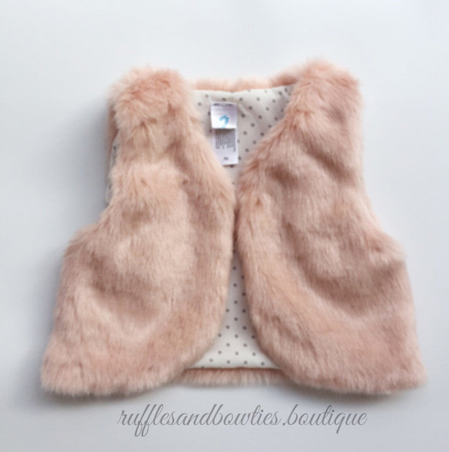 Pre-Order US ONLY - Baby Girl Boho Faux Fur Pink Fall Vests -The Faux Fur Vest - Baby Vest - Kids Vest - shower gift - birthday present-Baby Clothing -modern faux fur -shrug - vest - Ruffles & Bowties Bowtique - 1